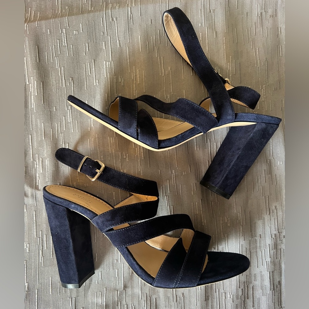 Barneys New York Suede Block Heel Sandals